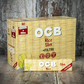 Box of 32 - OCB Kingsize Slim Rice Rolling Papers & Tips