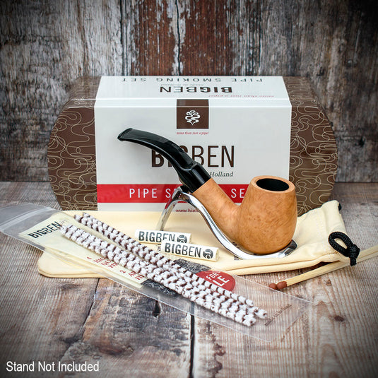 Big Ben Briar Smoking Pipe Starter Set (Bent Pipe)