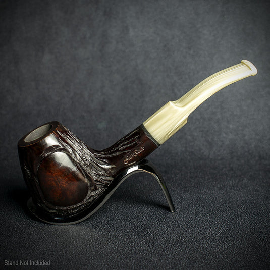 Jean Claude 9mm Filter Dark Rustic Briar Smoking Pipe - Shape 08