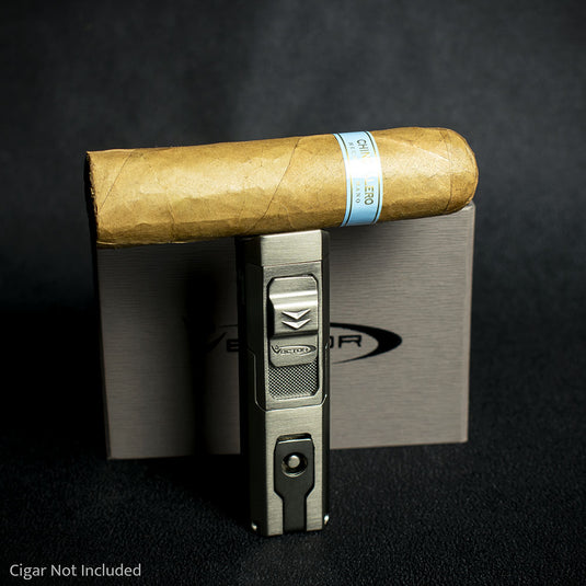 Vector Caliper Single Jet Flame Cigar Lighter With Punch Cutter - Gunmetal