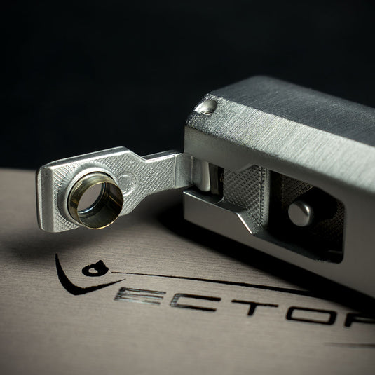 Vector Caliper Single Jet Flame Cigar Lighter With Punch Cutter - Satin Chrome