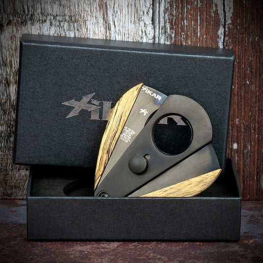 Xikar Xi-3 Phantom Black Spalted Tamarind 300BKST Double Blade Cigar Cutter