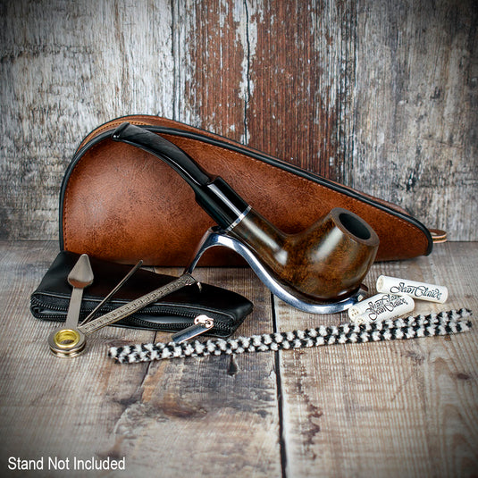 Smoke-King Pipe Smoker's Starter Set - Half-Bent Briar Pipe