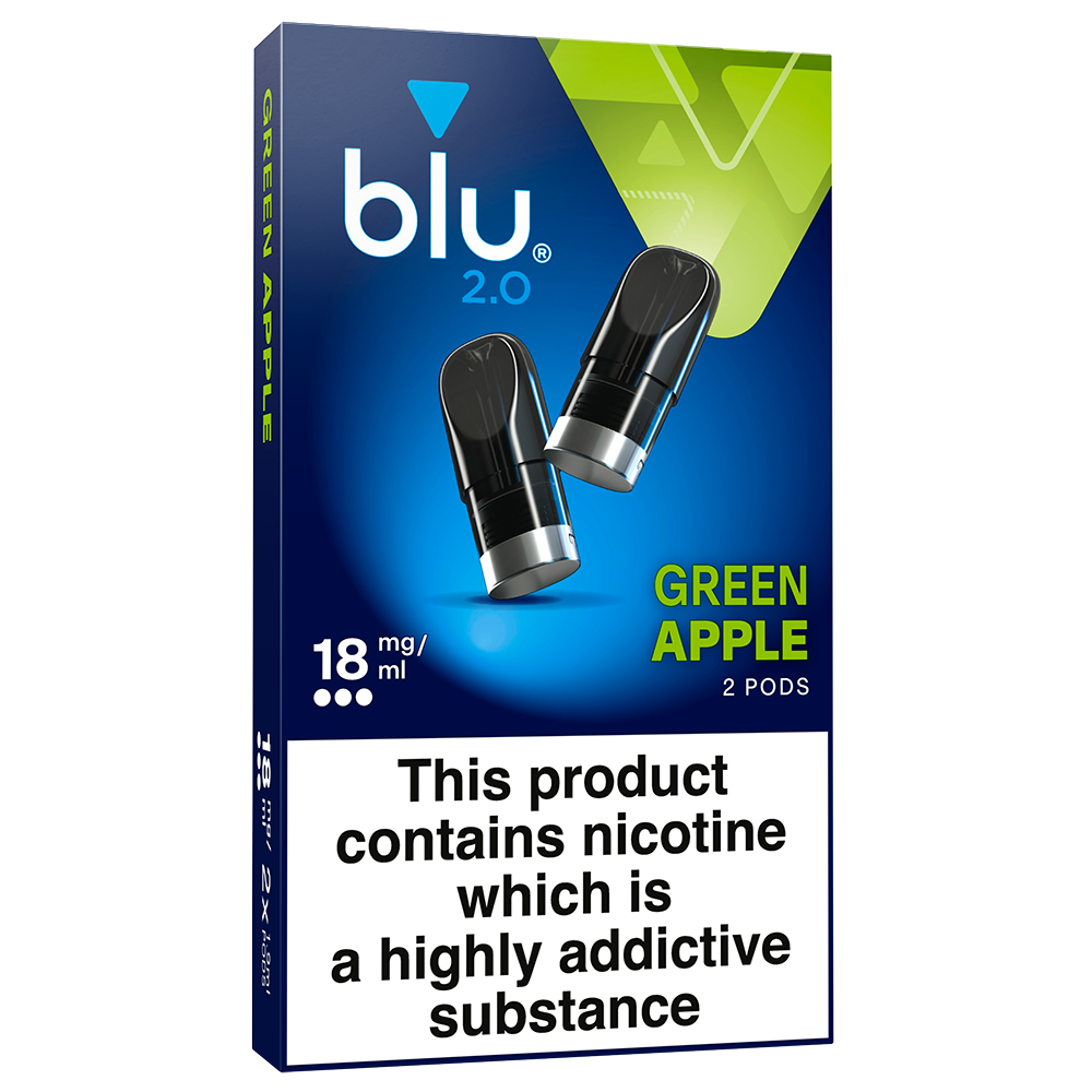 Blu 2.0 Green Apple Vape Pods 18mg/ml 2 Pack Blu 2.0 Green Apple Vape Pods 18mg/ml 2 Pack