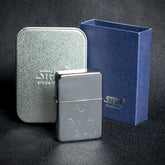 Star Petrol Lighter - Brushed Polished Chrome