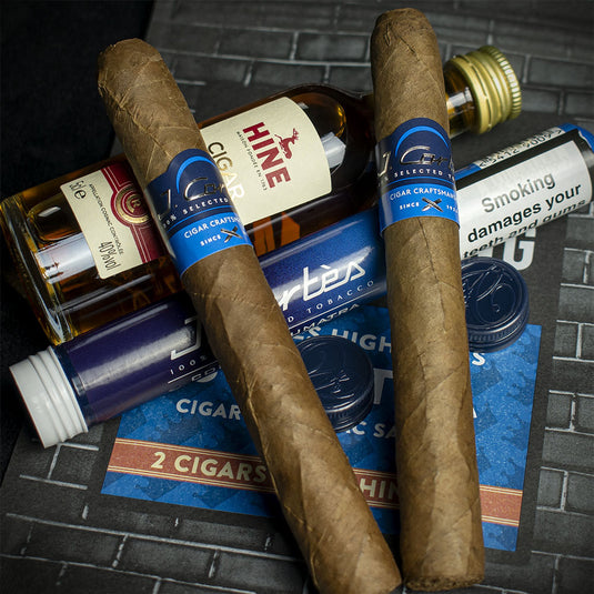 Sample Bag - J. Cortes Sumatra Tubed Cigars & Hine Cigar Reserve Cognac 5cl Miniature