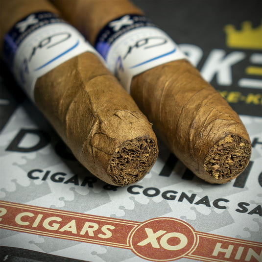 Sample Bag - 2 x J. Cortes Dominican Tubed Cigars & Hine Cigar Reserve Cognac 5cl Miniature