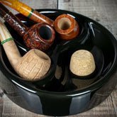 3 Pipe Ashtray Ceramic Black Gloss