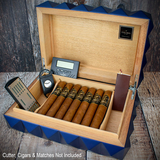 Colibri Quasar Desktop Humidor Blue 40-45 Cigars
