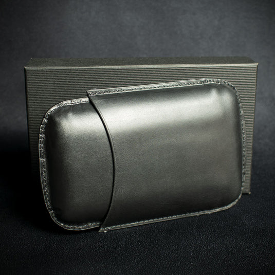 Black Leather Cigar Case By Artamis - 3 Finger Robusto