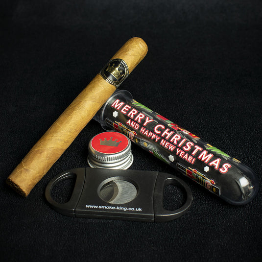 Merry Christmas Cigar Gift Tube with Smoke-King cigar cutter