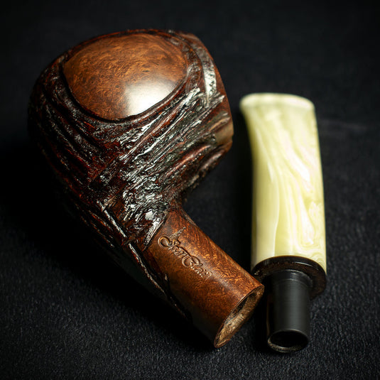 Jean Claude 9mm Filter Dark Rustic Briar Smoking Pipe - Shape 56