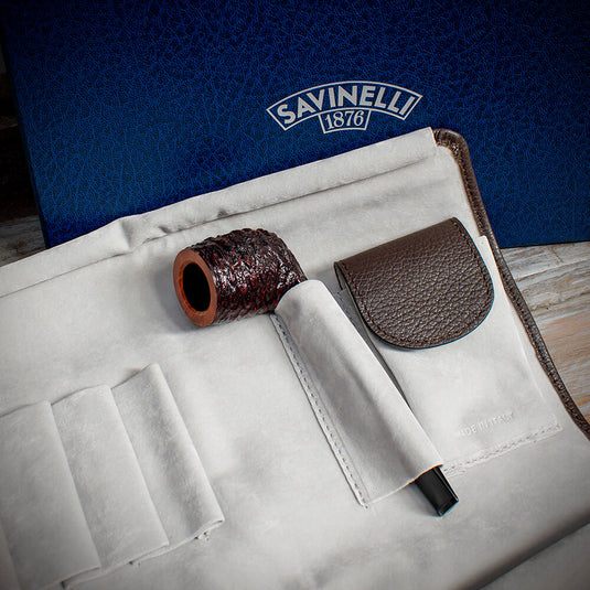 Savinelli | Brown Leather Travel Pipe Bag