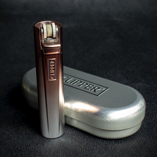 Clipper Refillable Lighter with Tin - Silver Gradient