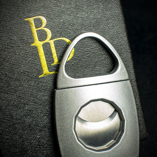 BLD Satin Chrome Oval Oval Double Blade Guillotine Cigar Cutter