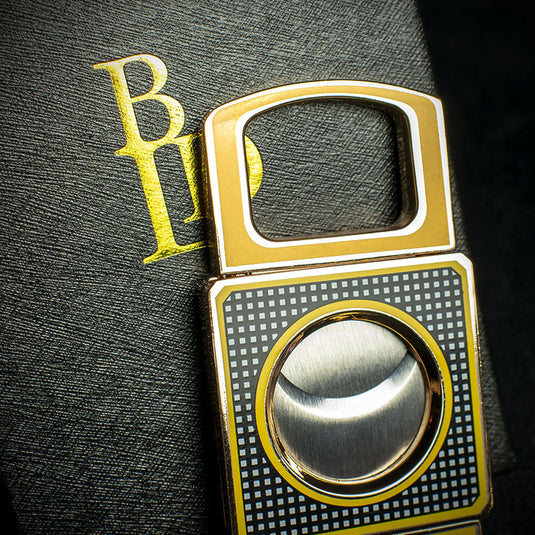BLD Yellow & Black Double Blade Guillotine Cigar Cutter