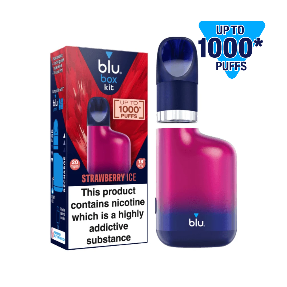 blu box kit Recharchable Device + Strawberry Ice Vape Pod 2ml 20mg/ml