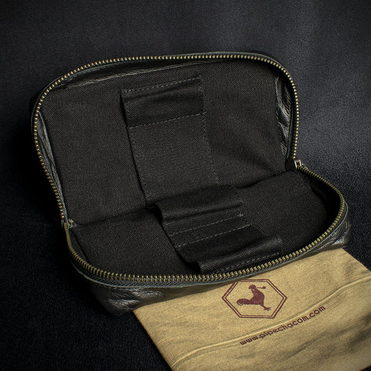 Chacom Two Pipe Combination Pouch - Black Leather