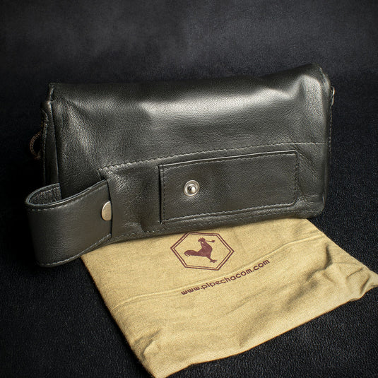 Chacom Two Pipe Combination Pouch - Black Leather