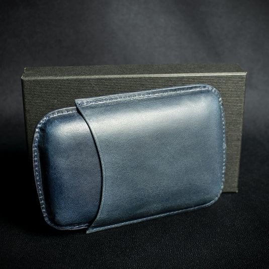 Artamis Navy Blue Leather Cigar Case - 3 Robustos