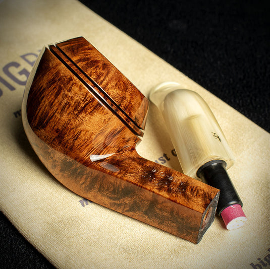 Big Ben Shepherd Tan Polish Horn stem 6mm Briar Pipe - Shape 472