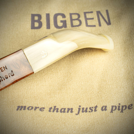 Big Ben Shepherd Tan Polish Horn stem 6mm Briar Pipe - Shape 472