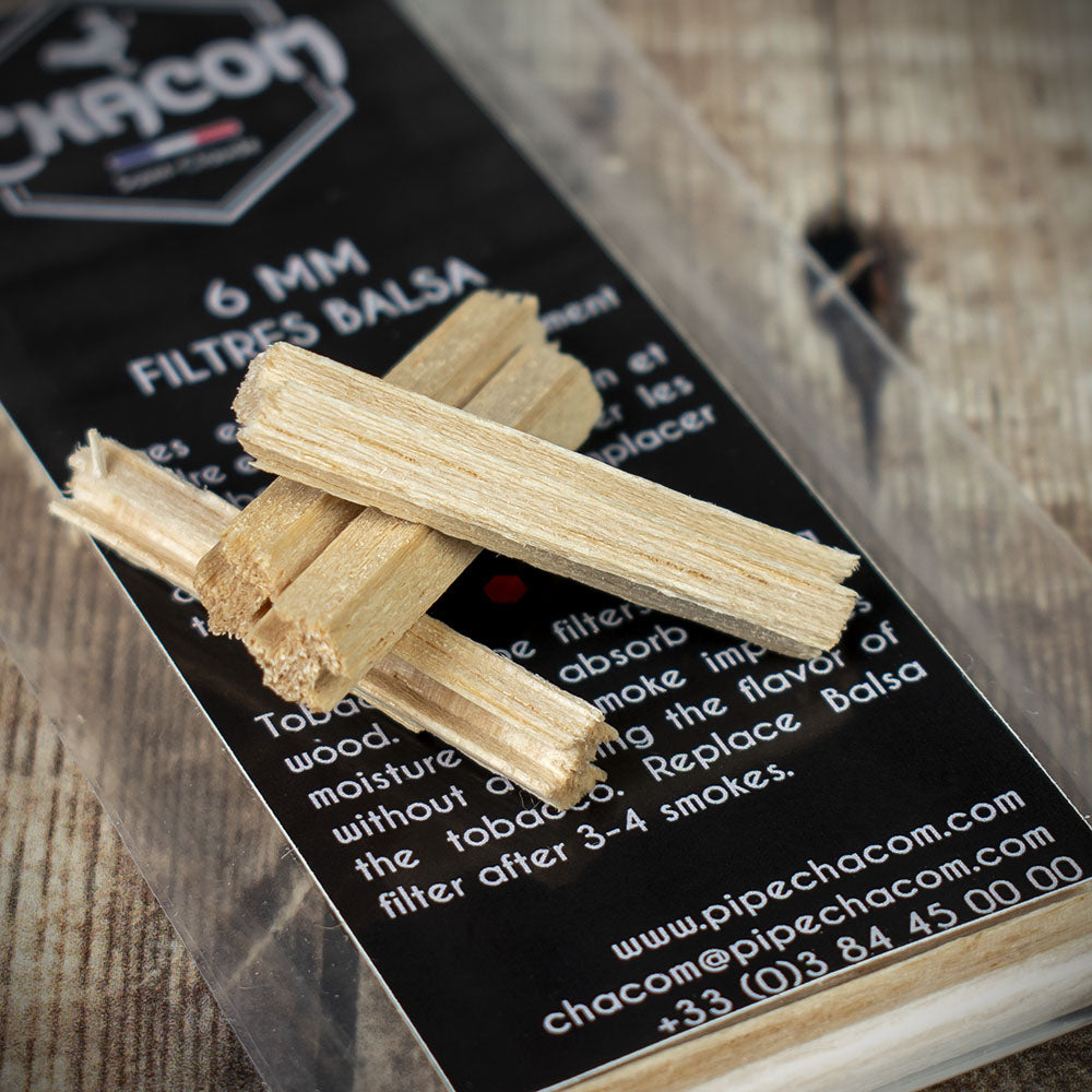 Chacom 6mm Balsa Wood Pipe Filters - 20 Pack | Smoke-King.co.uk