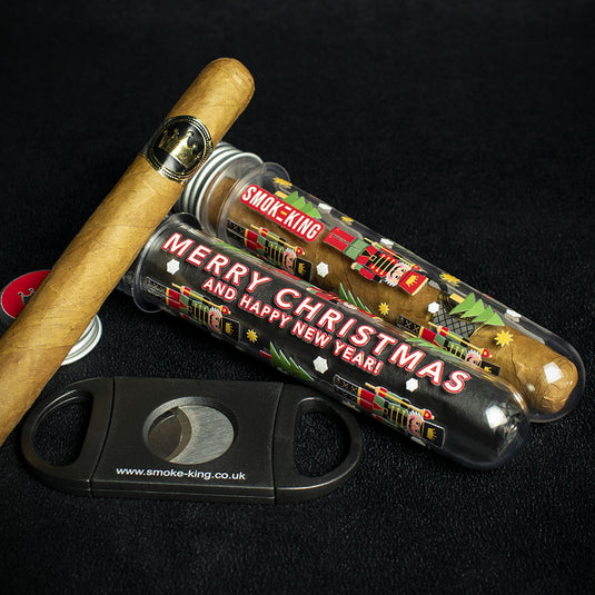 Merry Christmas Cigar Gift Tube with Smoke-King cigar cutter