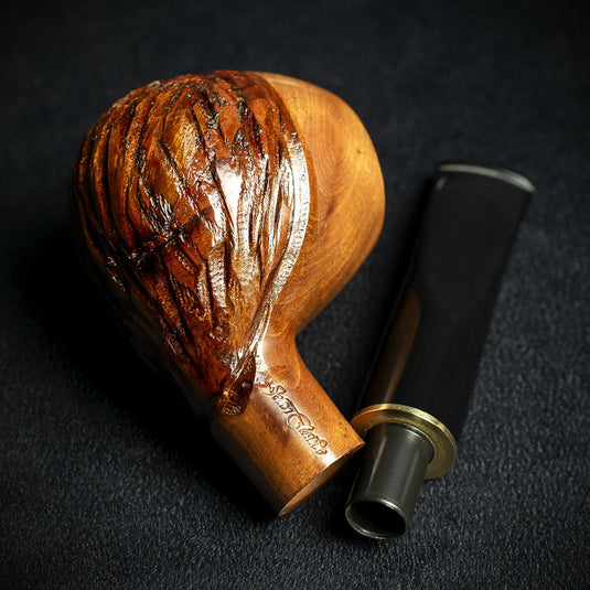 Jean Claude 9mm Filter Rustic Wave Briar Smoking Pipe - Shape 50