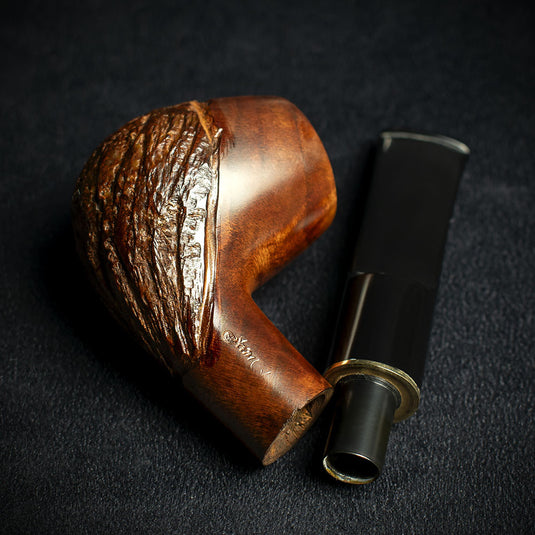 Jean Claude 9mm Filter Rustic Wave Briar Smoking Pipe - Shape 52