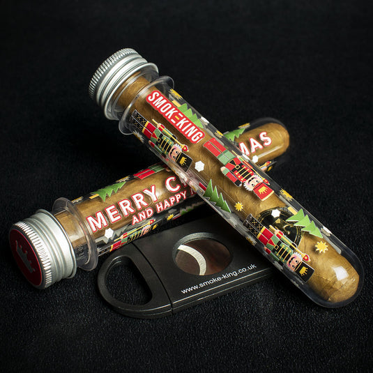 Merry Christmas Cigar Gift Tube with Smoke-King cigar cutter