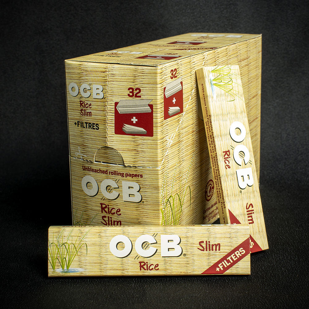 Obc Rizla OCB Kingsize Slim Rice Rolling Papers & Tips - Box of 32