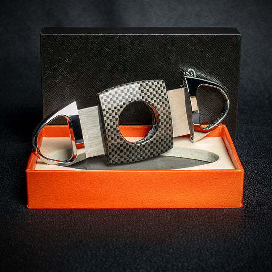 Passatore Chrome & Carbon Check Double Blade Guillotine Cigar Cutter