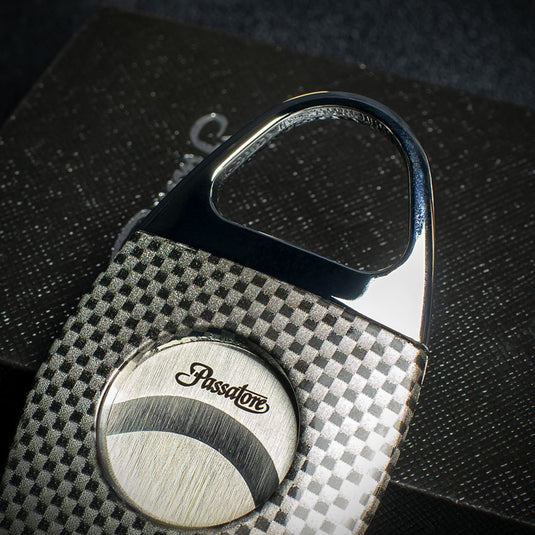 Passatore Chrome & Carbon Check Double Blade Guillotine Cigar Cutter
