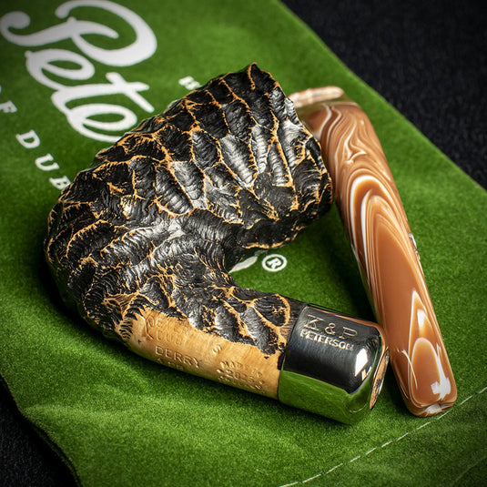Peterson of Dublin Derry Rusticated Briar Smoking Pipe - Shape 128