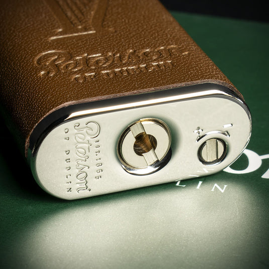 Peterson of Dublin Pipe Lighter - Irish Harp Brown Leather