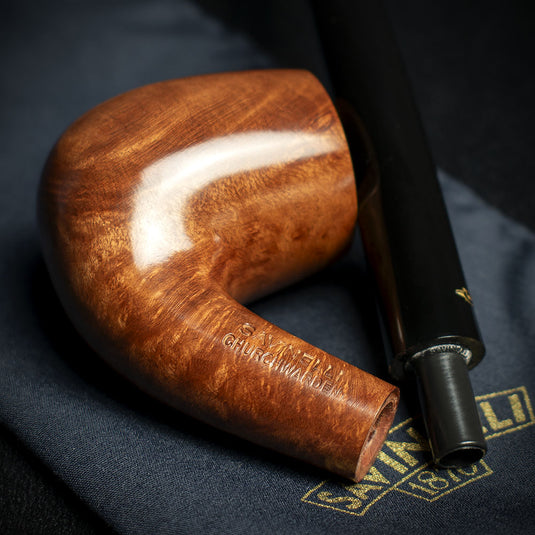Savinelli Brown Smooth Churchwarden Briar Pipe - Shape 601
