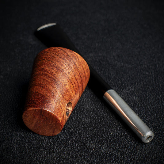 Smoke-King Metal Pipe Brown Poa Rosa Wood Cone Shape Bowl
