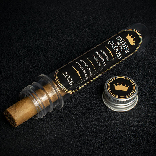 Father Of The Groom Wedding Cigar (Black Gift Tube) + Smoke-King Corona