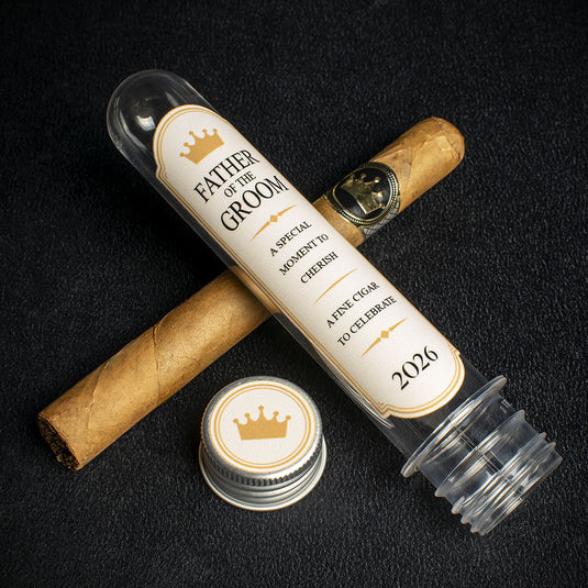 Father Of The Groom Wedding Cigar (Cream Gift Tube) + Smoke-King Corona