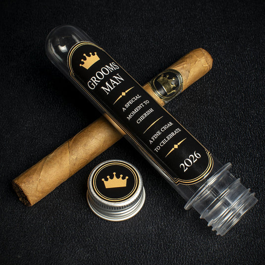 The Groomsman Wedding Cigar (Black Style Gift Tube) + Smoke-King Corona