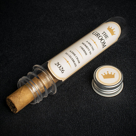 * Cream Label * The Groom Wedding Cigar Gift Tube + Smoke-King Corona 