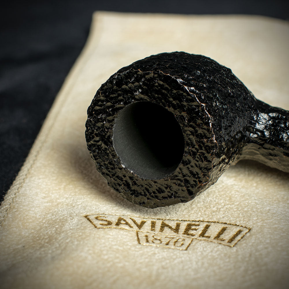 Savinelli Mini - Black Rusticated Briar Smoking Pipe - Shape 128 (6mm ...
