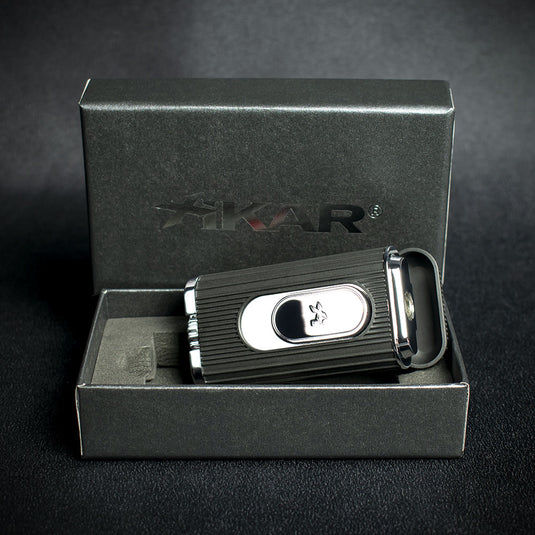 XiKar Hedron Hybrid Flame Cigar Lighter - Black/Chrome