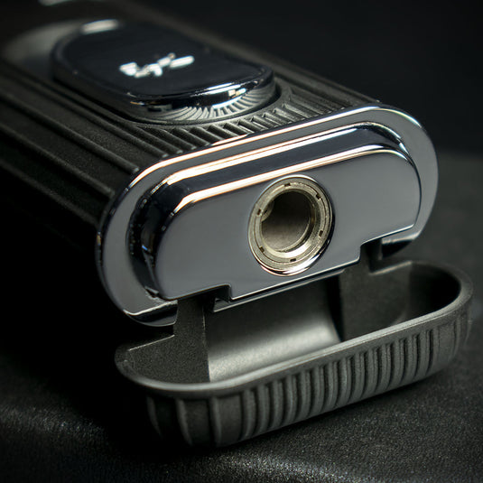 XiKar Hedron Hybrid Flame Cigar Lighter - Black/Chrome