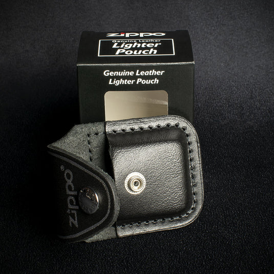 Zippo Lighter Pouch With Belt Clip - Black Leather