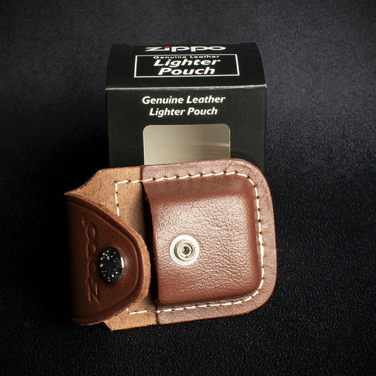 Zippo Lighter Pouch With Belt Clip - Brown Leather