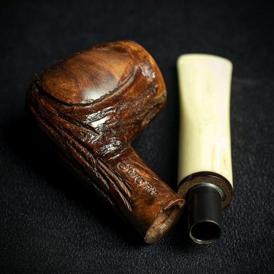 Jean Claude 9mm Filter Dark Rustic Briar Smoking Pipe - Shape 53